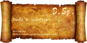 Deák Szofron névjegykártya
